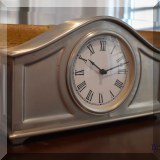 D32. Pottery Barn pewter clock. 6”h x 11”w - $32 
